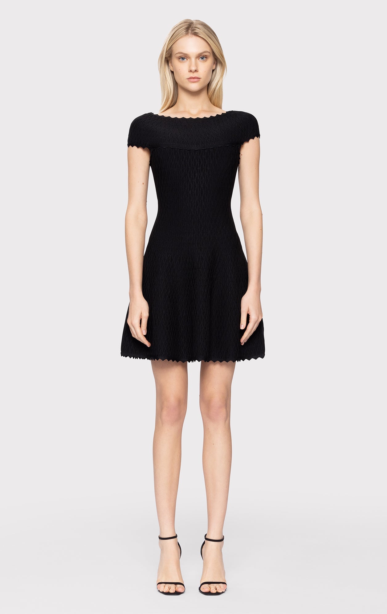 Off-Shoulder Flair Skirt Dress | Black