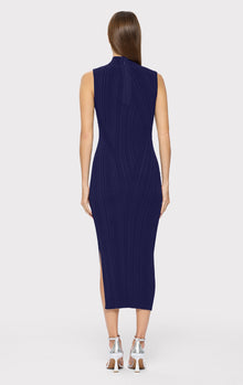 Rib Knit Sleeveless Turtleneck Dress | Classic Blue