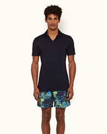 Albert Towelling Night Iris Tailored Fit Towelling Collar Polo Shirt | Night Iris