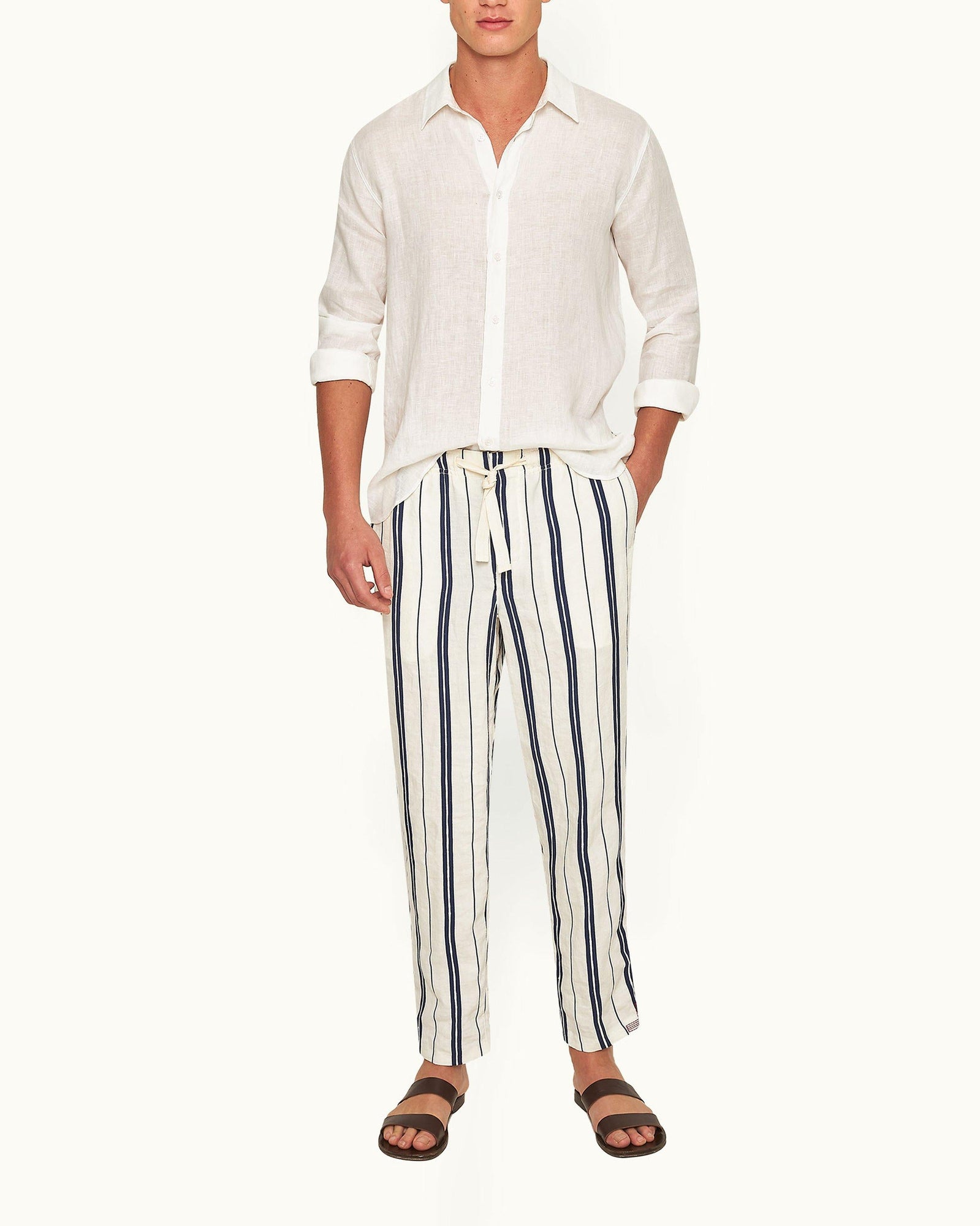 Men | Alex Stripe Trouser | Azul Blue/Cashew