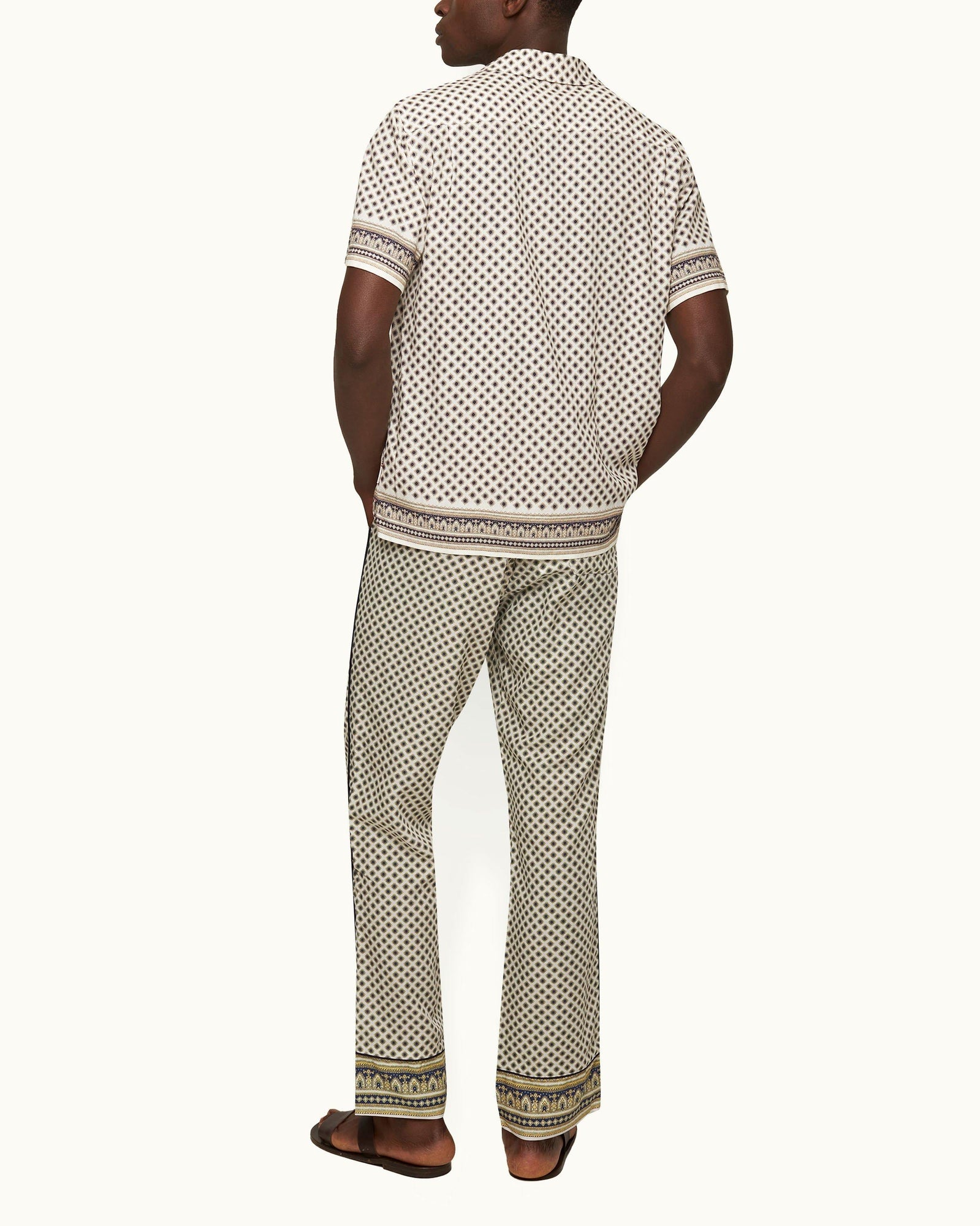 Alfred White Sand Solmio Print Relaxed Fit Lounge Trousers | White Sand