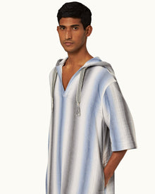 Matchstick/Blue Depths Oasis Stripe Relaxed Fit Hooded Cotton Kaftan | Matchstick/Blue Depths