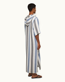 Matchstick/Blue Depths Oasis Stripe Relaxed Fit Hooded Cotton Kaftan | Matchstick/Blue Depths