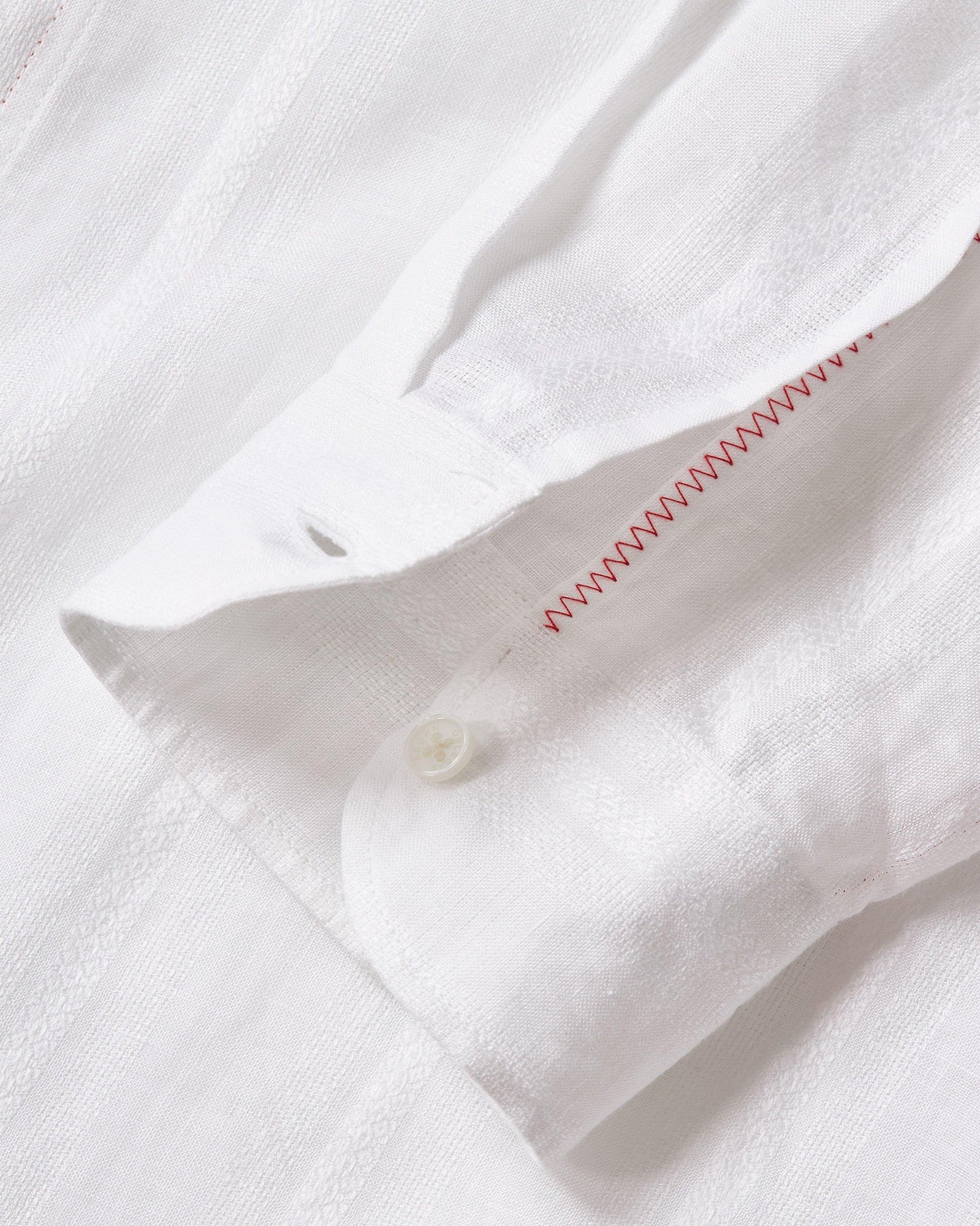 Tonal Waffle Stripe Linen Resort Overshirt Woven In Italy in White colour | White