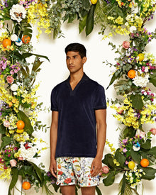 Bulldog Almond/Multi Botanical Mid-Length Swim Shorts | Almond