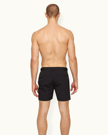 Bulldog Black Concealed O.B Stripe Tape Mid-Length Swim Shorts | Black