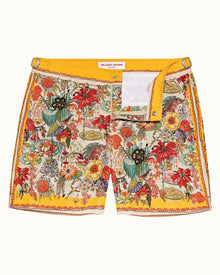 Bulldog Bright Gold Eden Print Mid-Length Swim Shorts | Bright Gold