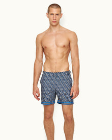 Bulldog Night Iris/Powdered Sky Floral Fantasy Mid-Length Swim Shorts | Night Iris/Powdered Sky