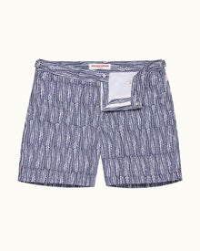 Bulldog Lagoon Blue/White Fern Mid-Length Swim Shorts | Lagoon Blue/White