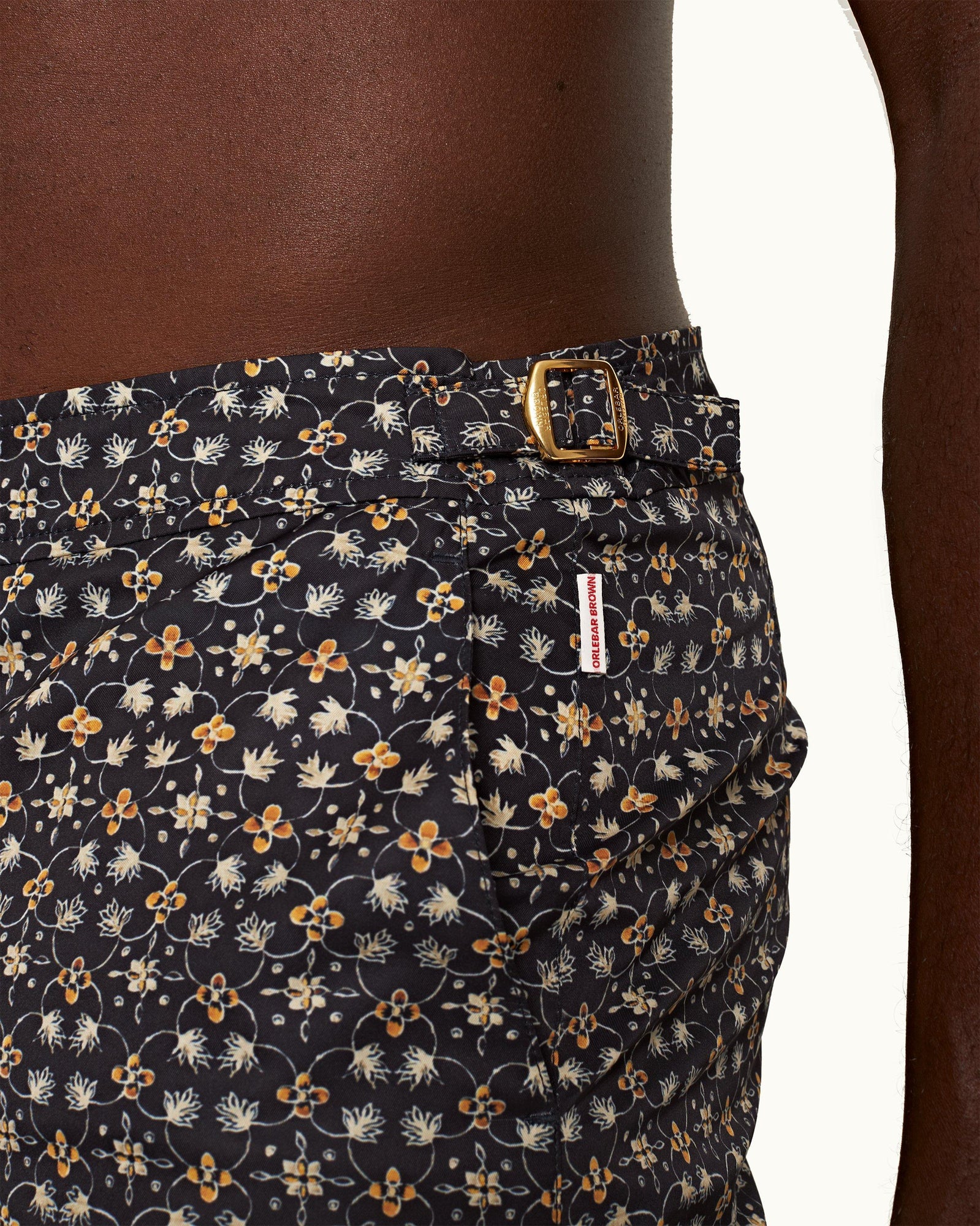 Bulldog Fiore Print Mid-Length Swim Shorts In Night Iris Blue | Night Iris