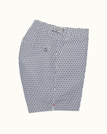 Bulldog White/Midnight Navy Geo Pointpart Mid-Length Swim Shorts | White/Midnight Navy