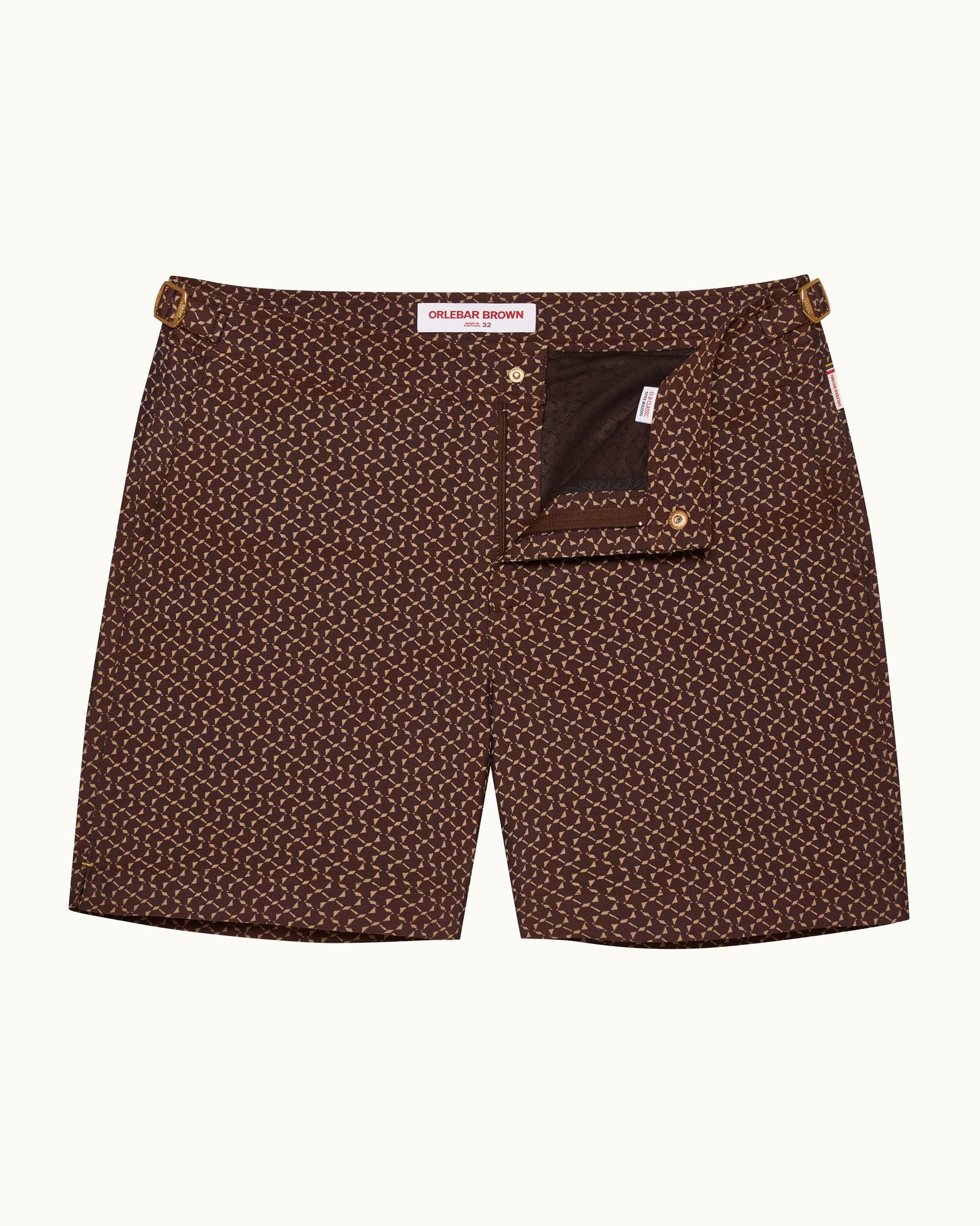 Bulldog Mid-Length Origami Jacquard Swim Shorts in Canela | Canela