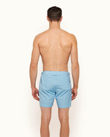 Bulldog Horizon Blue/Cloud Maro Geo Print Mid-Length Swim Shorts | Horizon Blue/Cloud