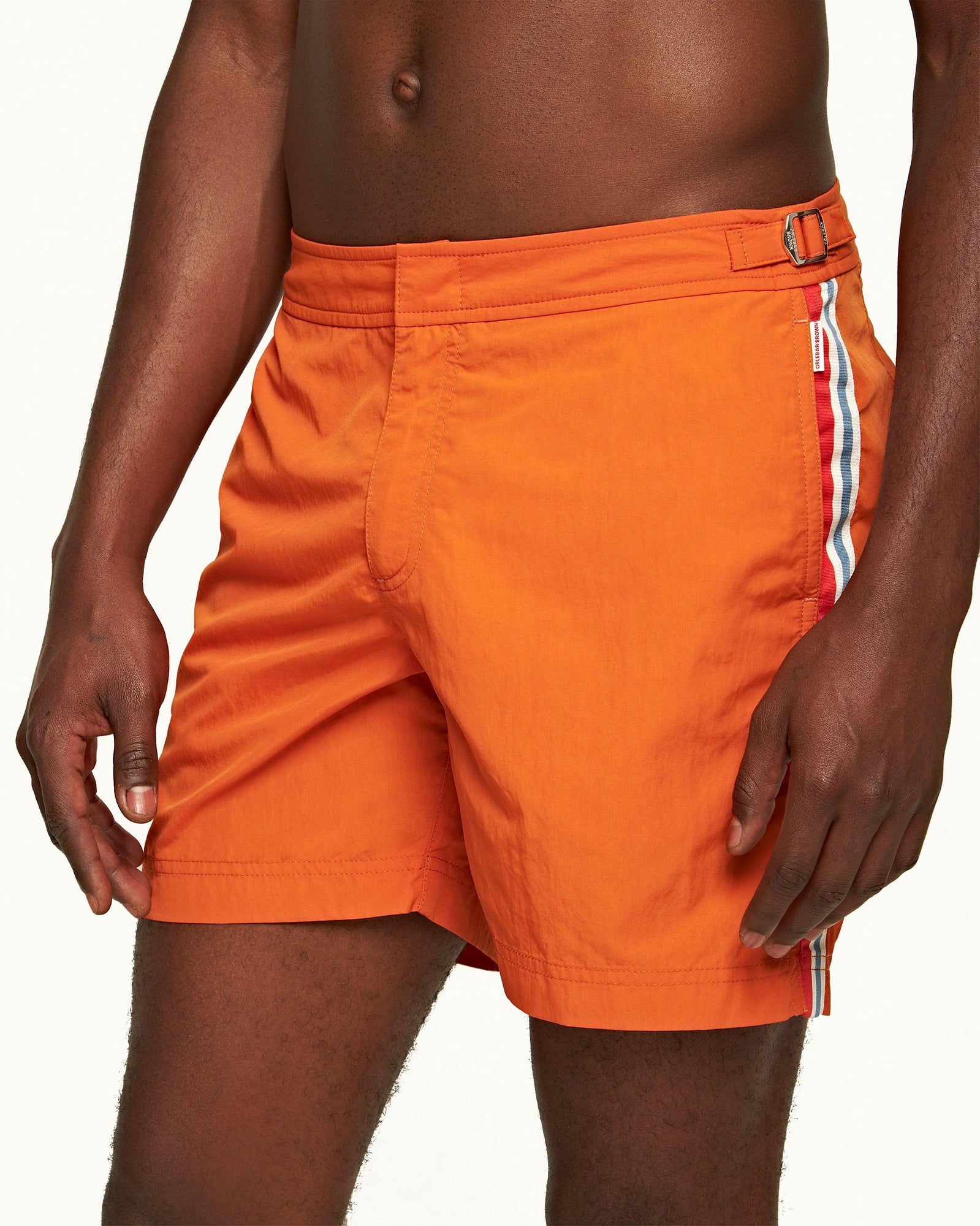 Bulldog Tiger Lily Palm Stripe Tape Mid-Length Swim Shorts | Tiger Lily