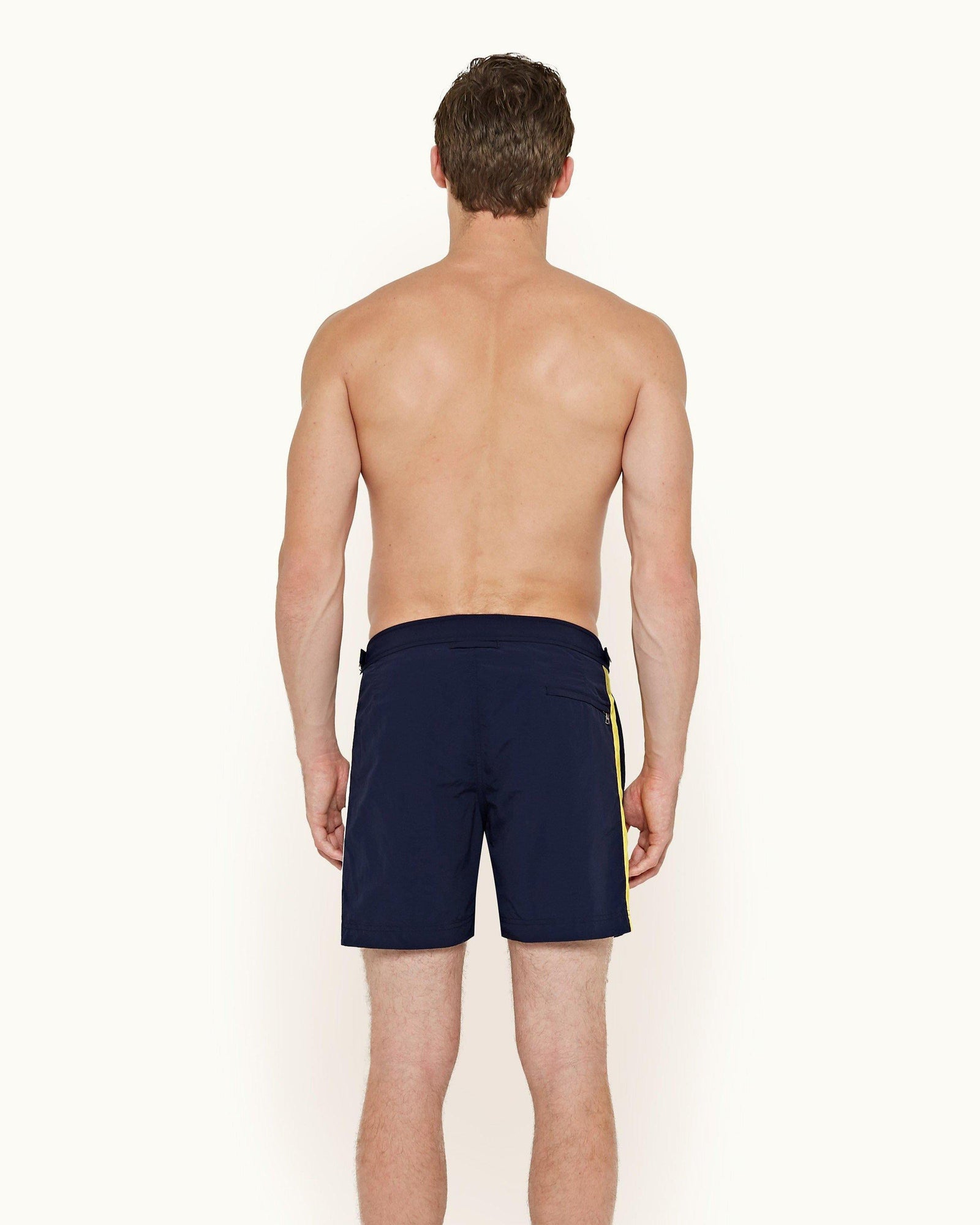 Bulldog Navy Contrast Panel Mid-Length Swim Shorts | Navy