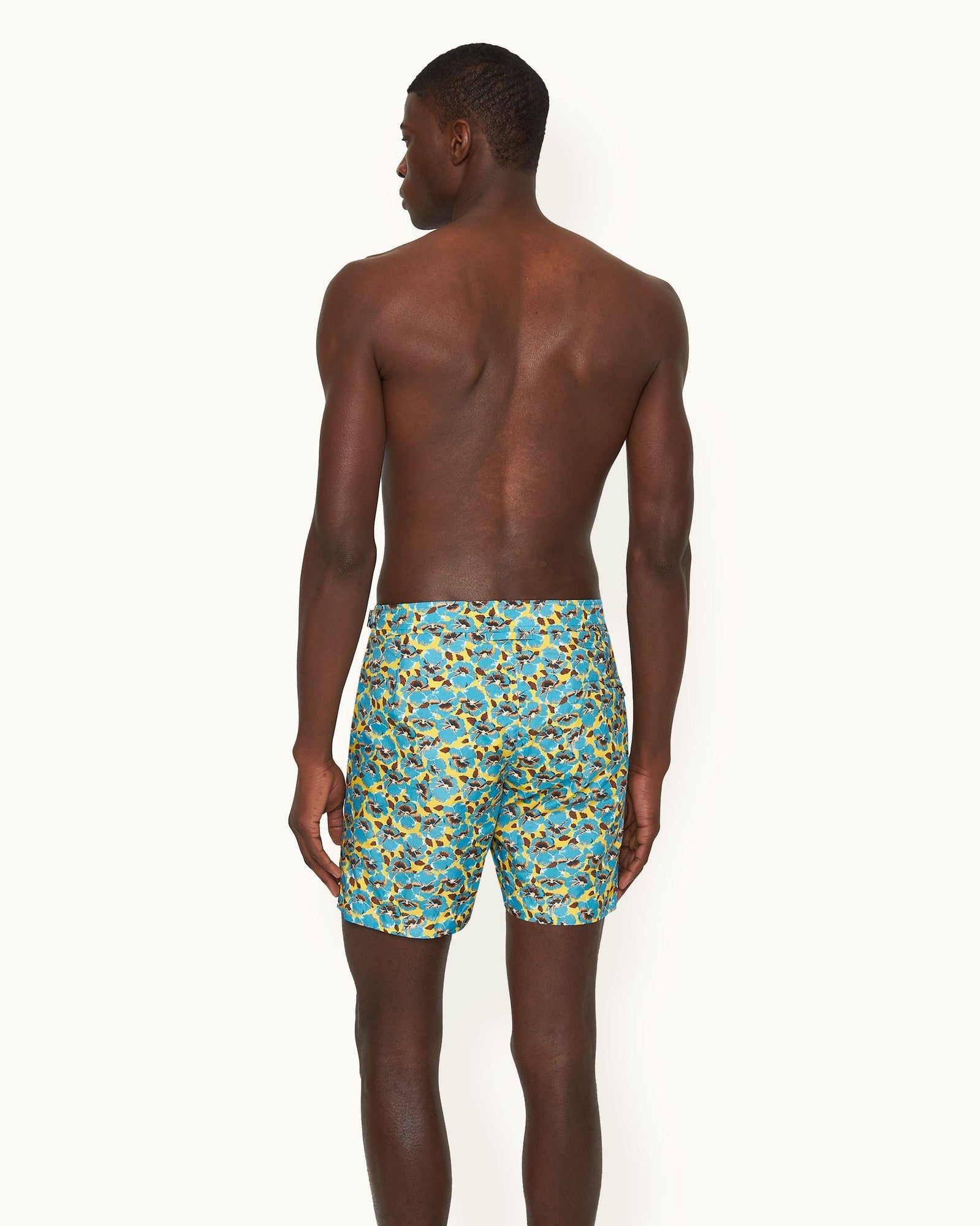 Petal Print Mid-Length Swim Shorts in Lemon Meringue colour | Lemon Meringue