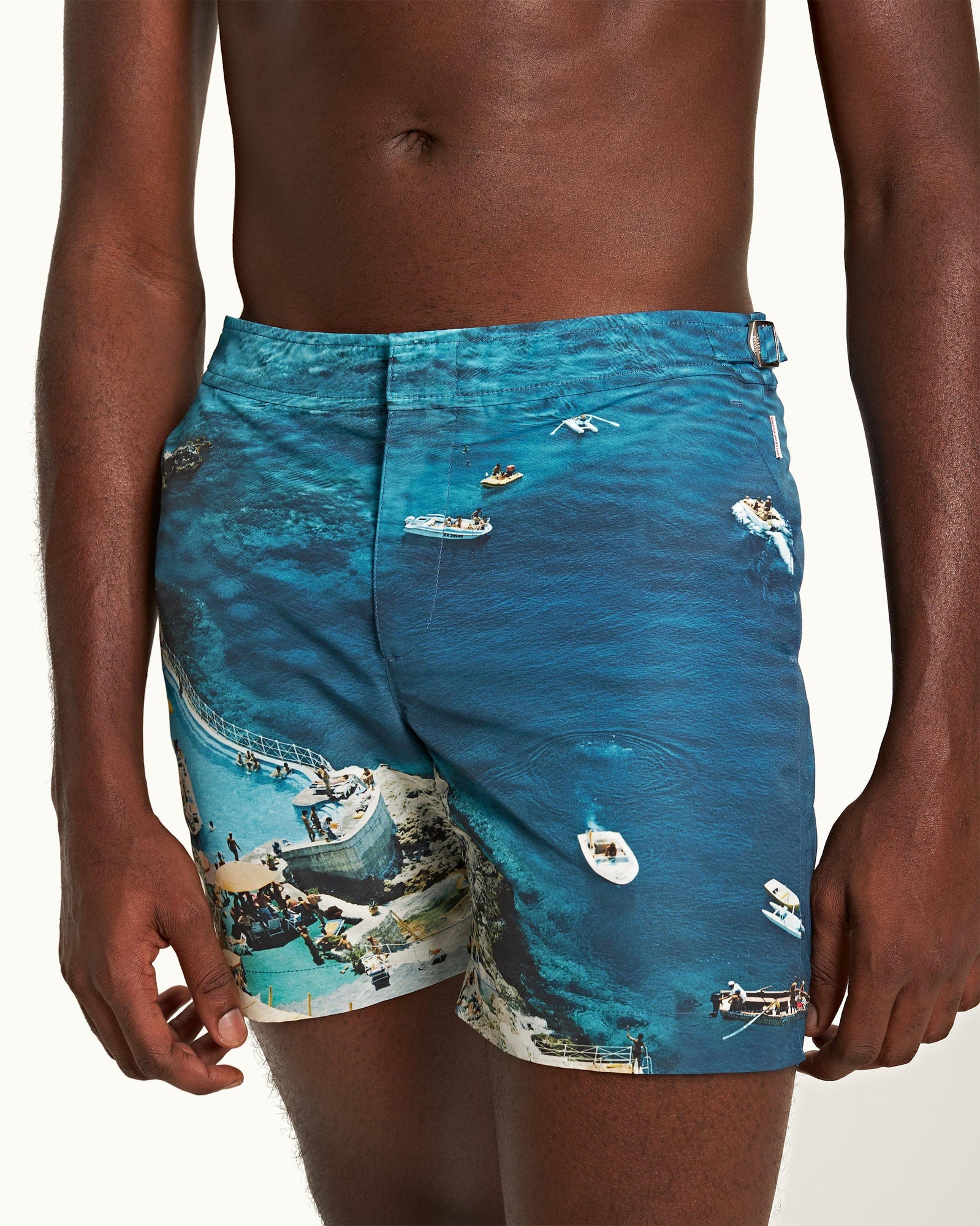 Bulldog Seaside Swimming Photographic Print Mid-Length Swim Shorts | Seaside Swimming