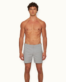 Bulldog Cloud/Night Iris Seglas Jacquard Mid-Length Swim Shorts | Cloud/Night Iris