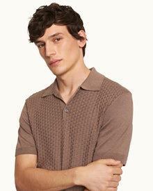 Burnham Silk Tailored Fit Jacquard Knit Silk-Cotton Polo Shirt Light Plum Wine Colour | Light Plum Wine