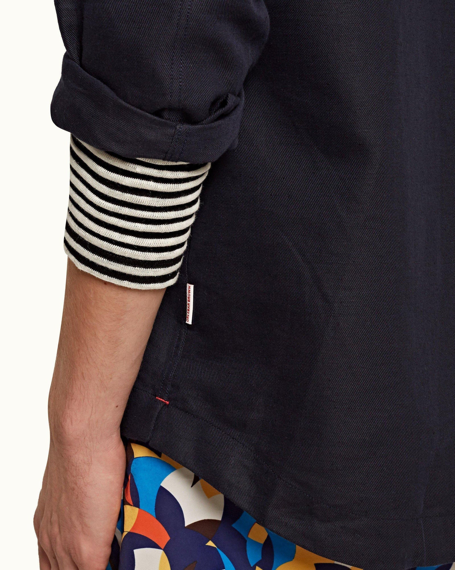 Caspian Linen Ink Overhead Button Placket Linen Blend Shirt | Ink