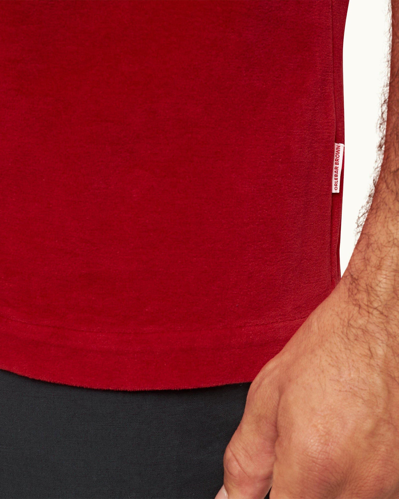 Vermillion Classic Fit Ribbed Collar Towelling Polo Shirt | Vermillion