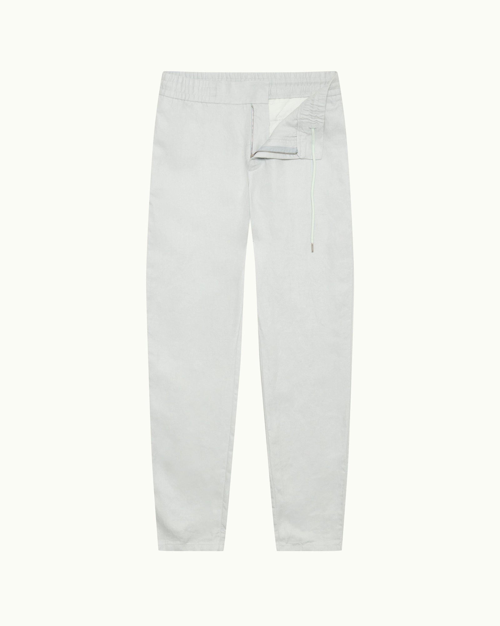 Cornell Linen Tailored Fit Washed Linen Trousers In White Jade Colour | White Jade