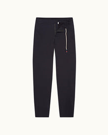 Cornell Night Iris Tapered Leg Seersucker Trousers | Night Iris