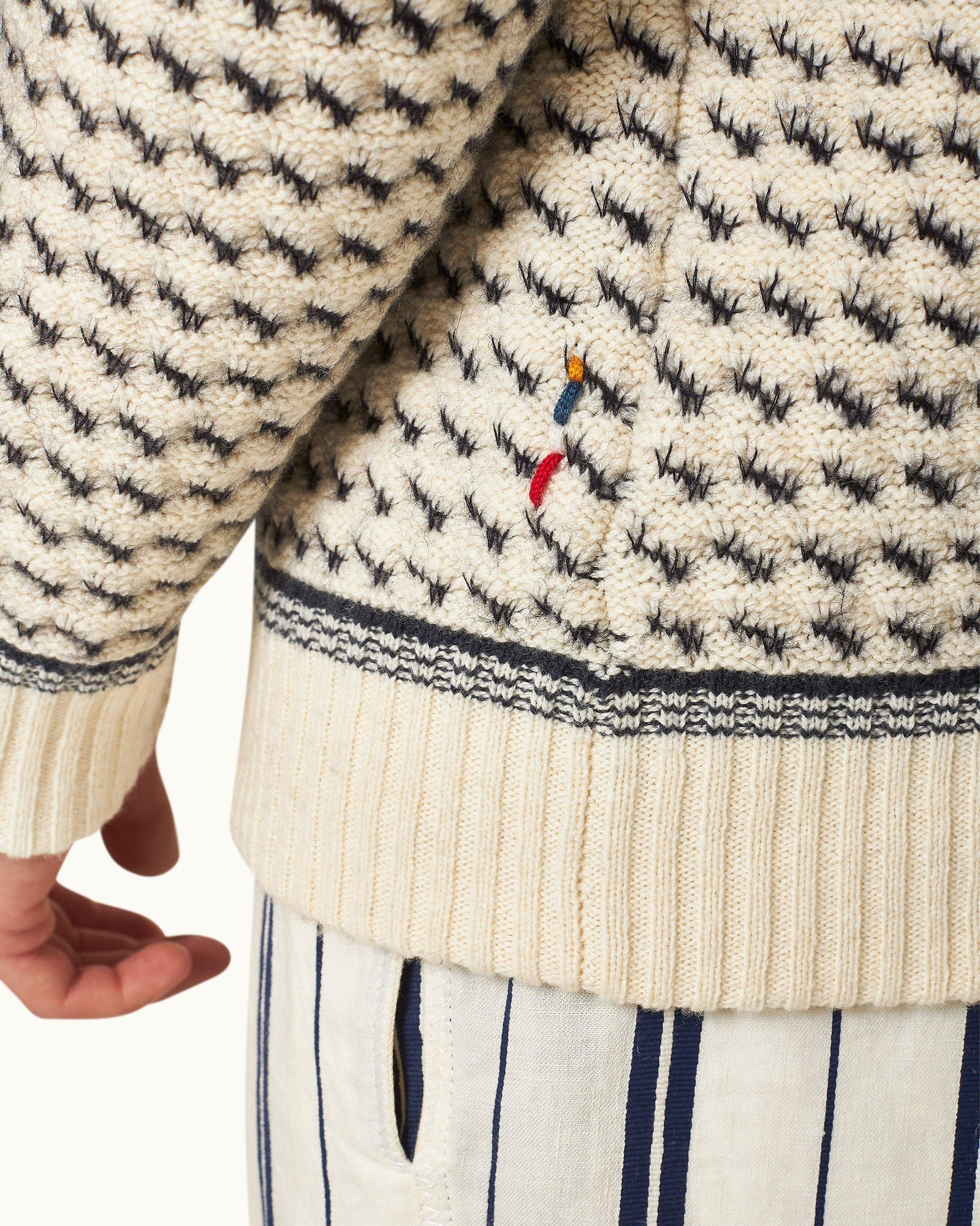 Corrin Azul Blue/Cashew Relaxed Fit Crewneck Mixed Knit Jumper | Azul Blue/Cashew