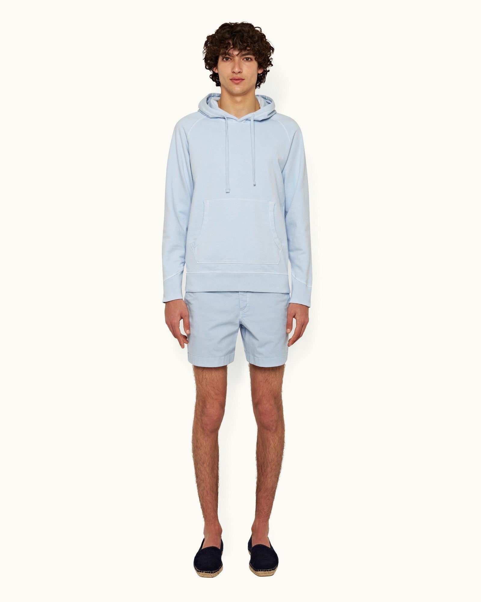Ice Blue Longest-Length Cotton Twill Shorts | Ice Blue