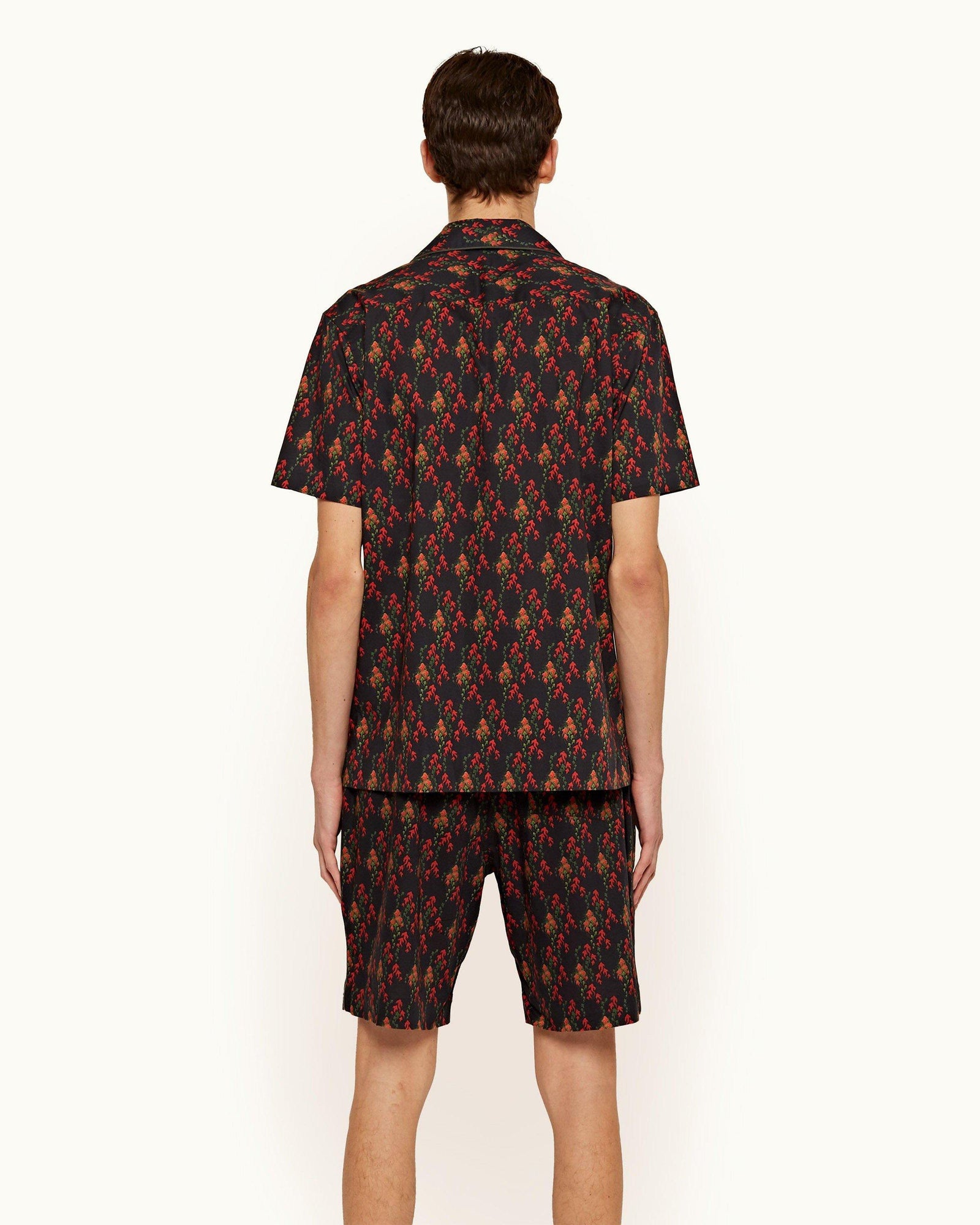 Devlin Black/Port Aquila Print Relaxed Fit Cotton Poplin Shorts | Black/Port
