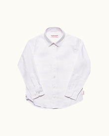 Kids | Diego Linen Kids' White Linen Relaxed Overhead Shirt | White
