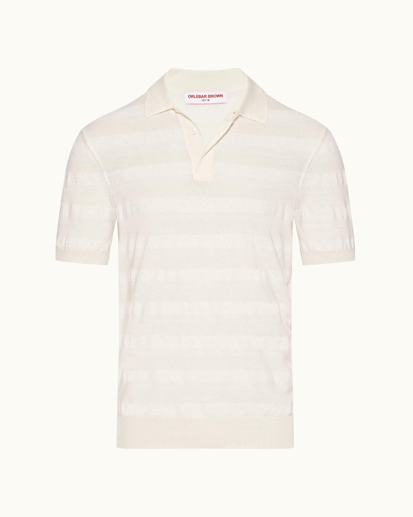 Matchstick/Sea Mist Towelling Stripe Organic Cotton Polo Shirt | Matchstick/Sea Mist