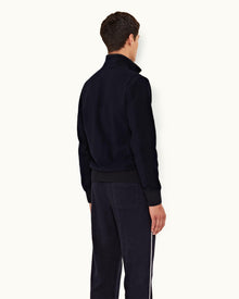 Night Iris Zip-Thru Contrast Binding Double-Faced Towelling Sweatshirt | Night Iris