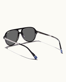 Estoril Black/Shiny Steel Double Bridge Sunglasses | Black/Shiny Steel