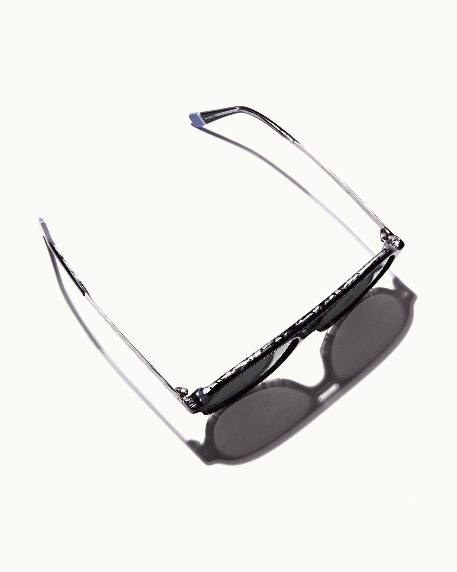 Estoril Black/Shiny Steel Double Bridge Sunglasses | Black/Shiny Steel