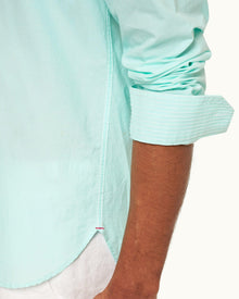 Clear Sky/White Tailored Fit Classic Collar Weft Cotton Shirt | Clear Sky/White