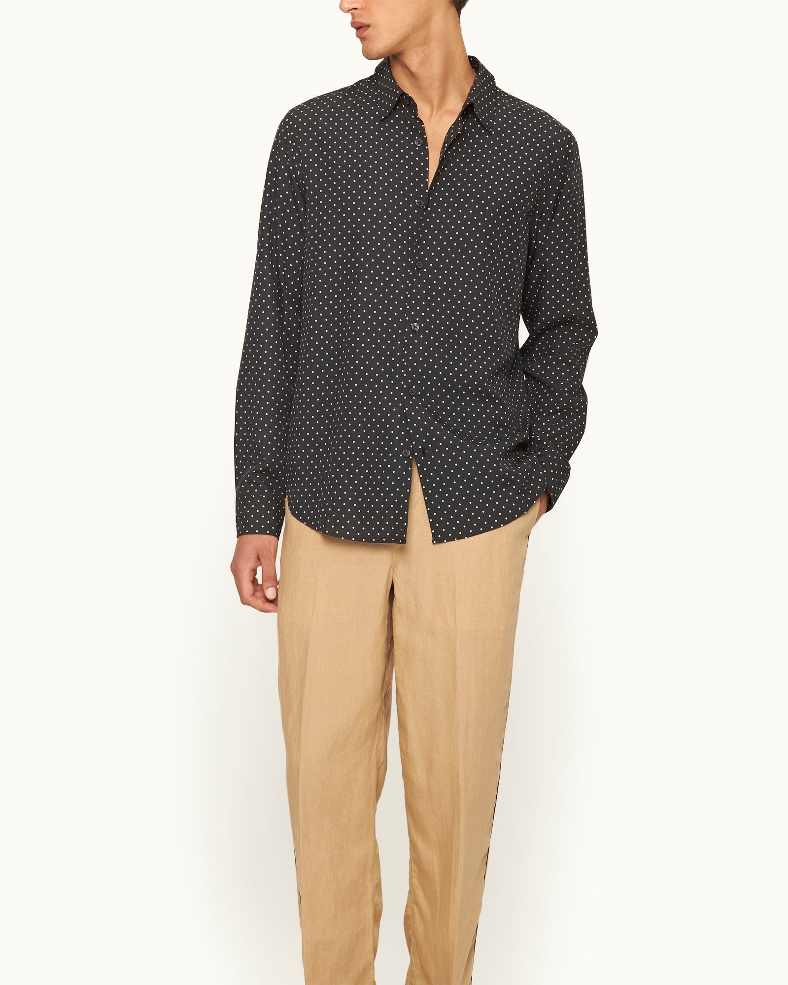 Men | Giles Polka Dot Shirt | Black