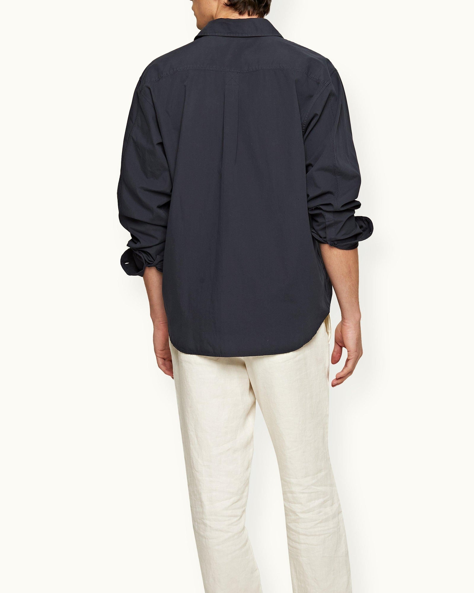 Relaxed Fit Classic Collar Organic Cotton Shirt In Night Iris Blue | Night Iris