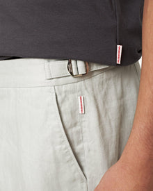 Griffon Linen Tailored Fit Washed Linen Trousers In White Jade | White Jade