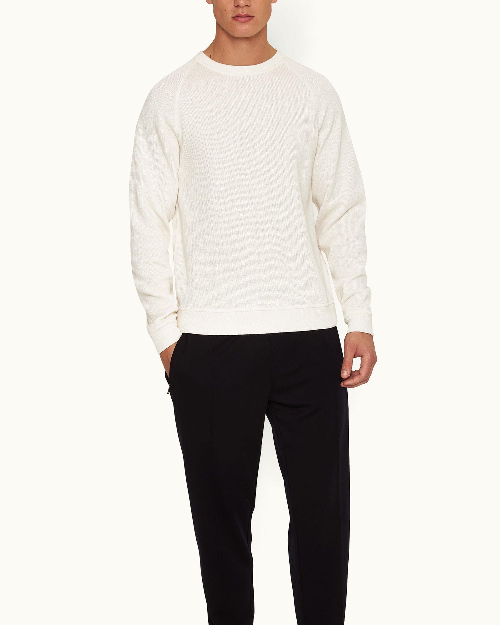 Hudson White Sand Relaxed Fit Crewneck Double-Faced Sweatshirt | White Sand