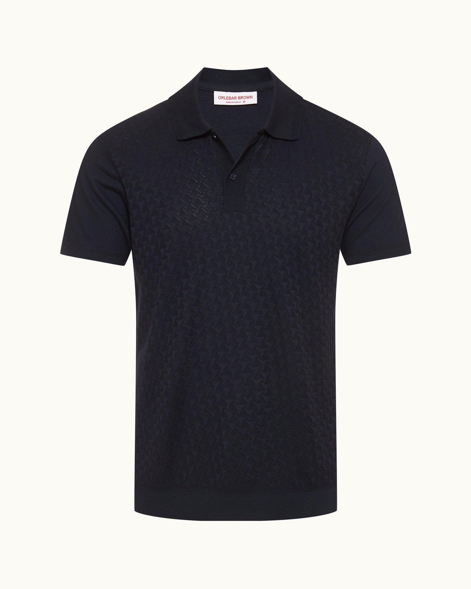 Jarrett Jacquard Classic Fit Jacquard Knitted Rib Cotton-Modal Polo Shirt In Night Iris Blue | Night Iris
