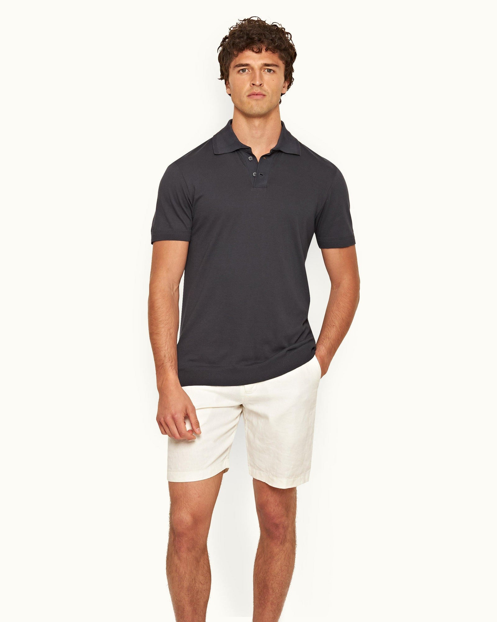 Jarrett Piranha Grey Classic Fit Knitted Rib Polo Shirt | Piranha Grey