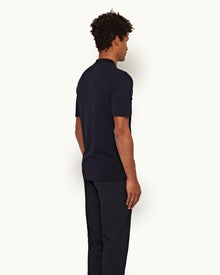 Night Iris Capri Collar Tipping Detail Knit Shirt | Night Iris