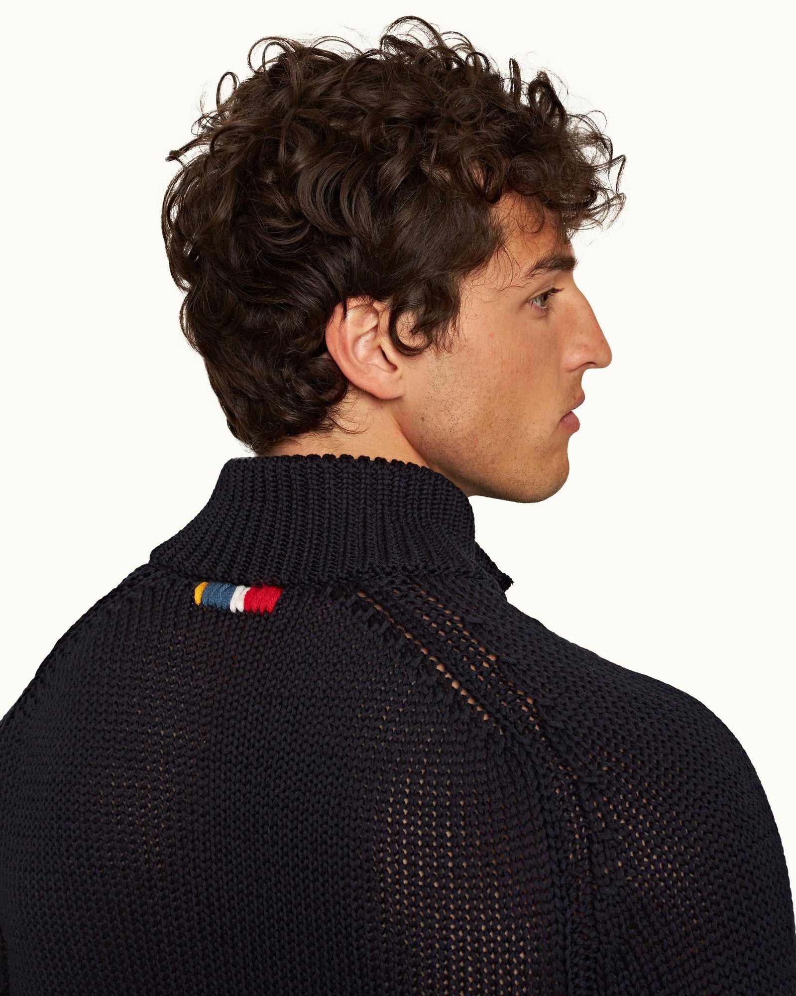 Night Iris Classic Fit Half-Zip Organic Cotton Jumper | Night Iris