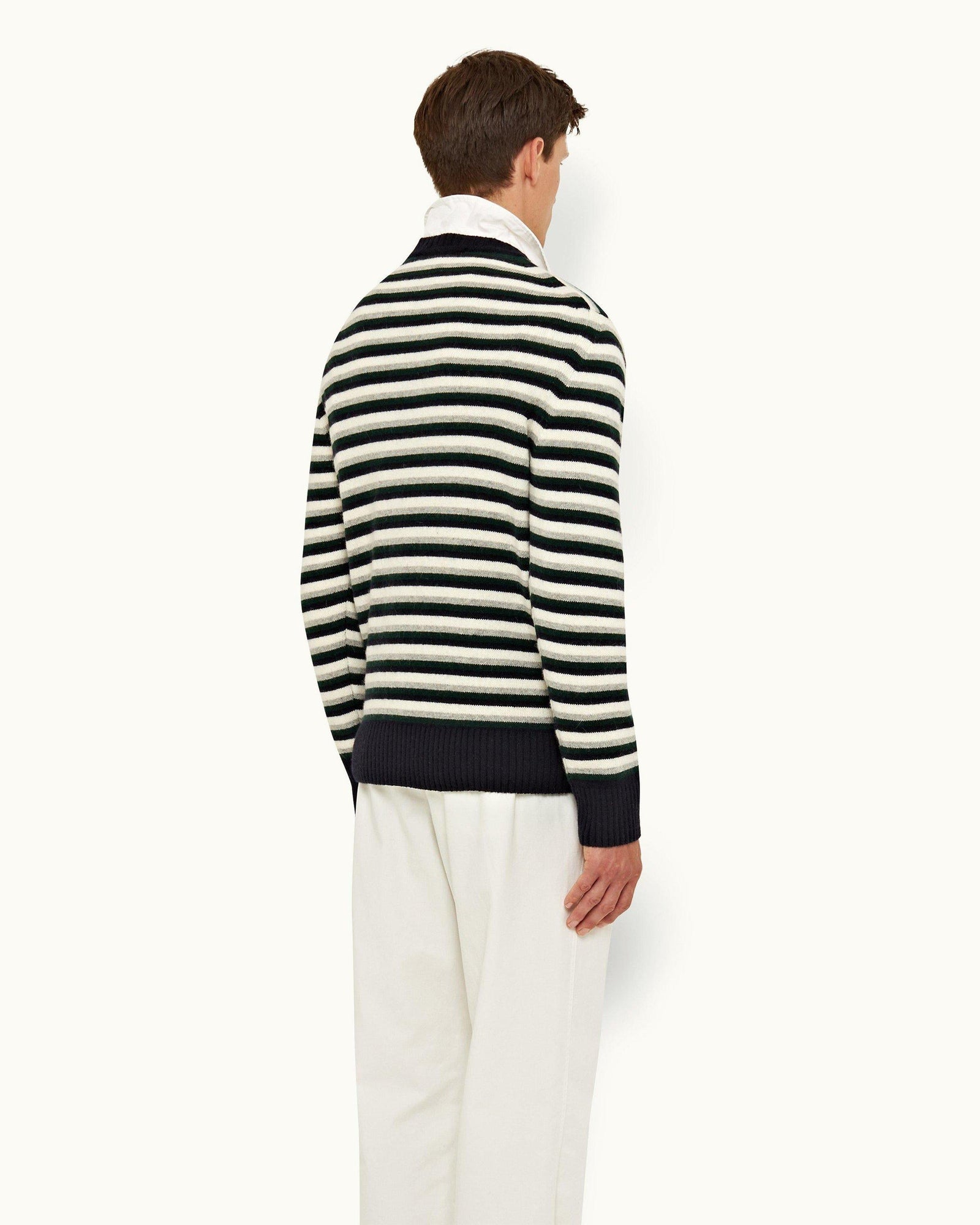 Navy/Multi Stripe Alpaca-Blend Jumper | Navy/Bristlecone Pine/Strata