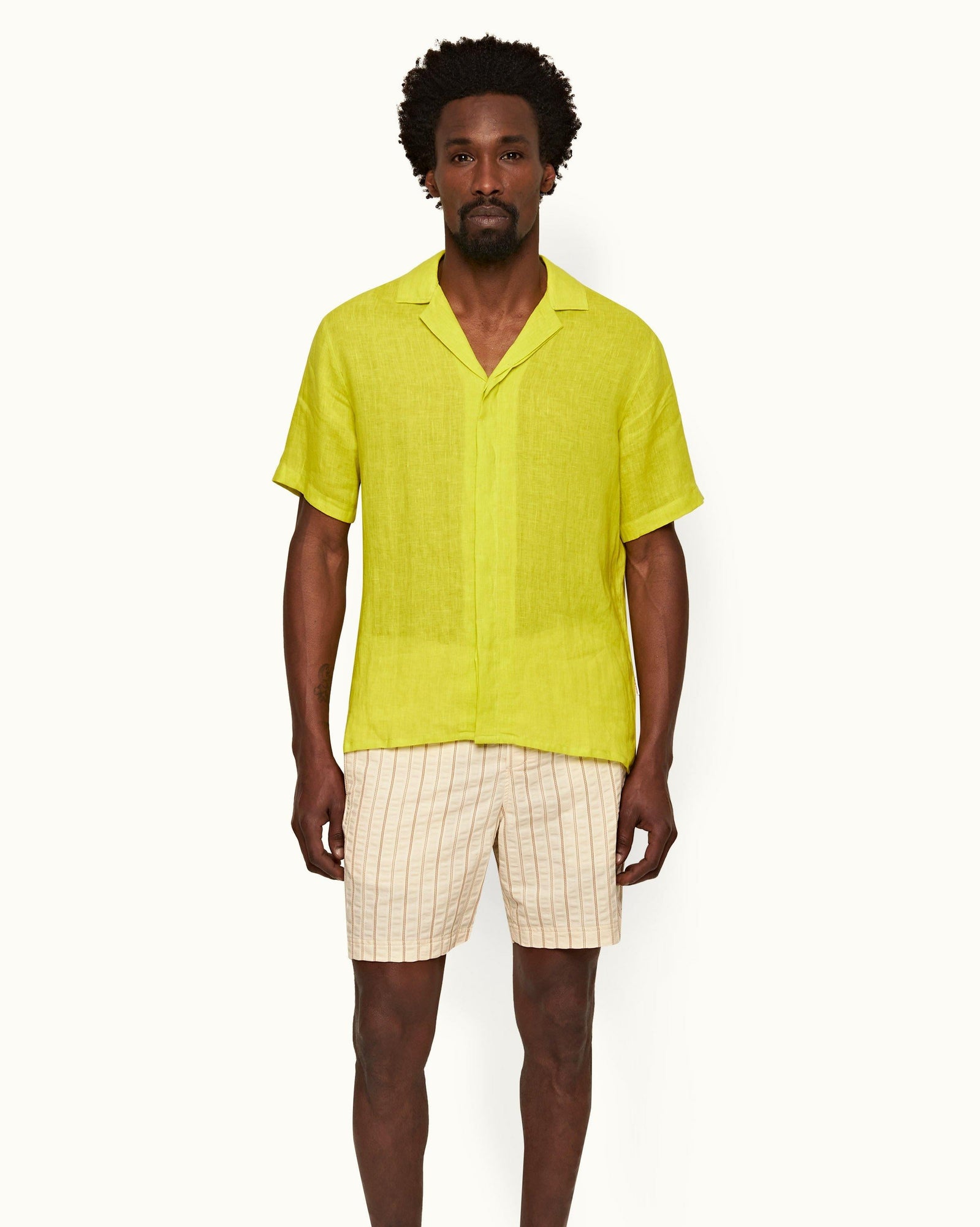 White Sand Relaxed Fit Textured Stripe Drawcord Shorts | White Sand