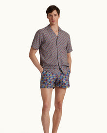 Maitan Whitsun Print Relaxed Fit Capri Collar Shirt in Midnight Navy | Midnight Navy