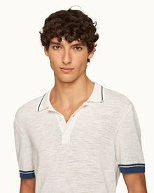 Maranon Cotton Linen White Sand Tailored Fit Cotton-Linen Polo Shirt | White Sand