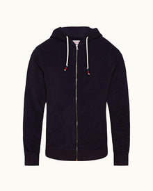 Mathers Towelling Navy Zip-Thru Brushed Towelling Sweatshirt | Navy