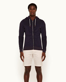 Mathers Towelling Navy Zip-Thru Brushed Towelling Sweatshirt | Navy